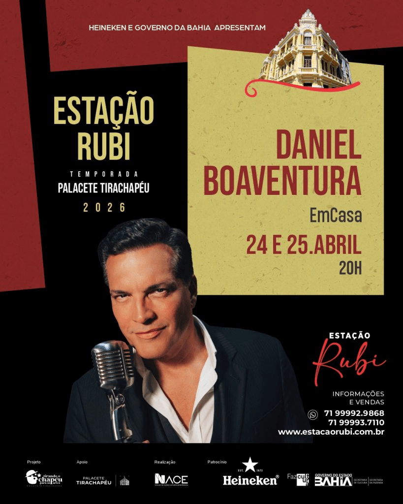 No espetáculo Daniel Boaventura EmCasa, o artista aposta em um clima intimista e envolvente, com momentos de forte conexão com o público