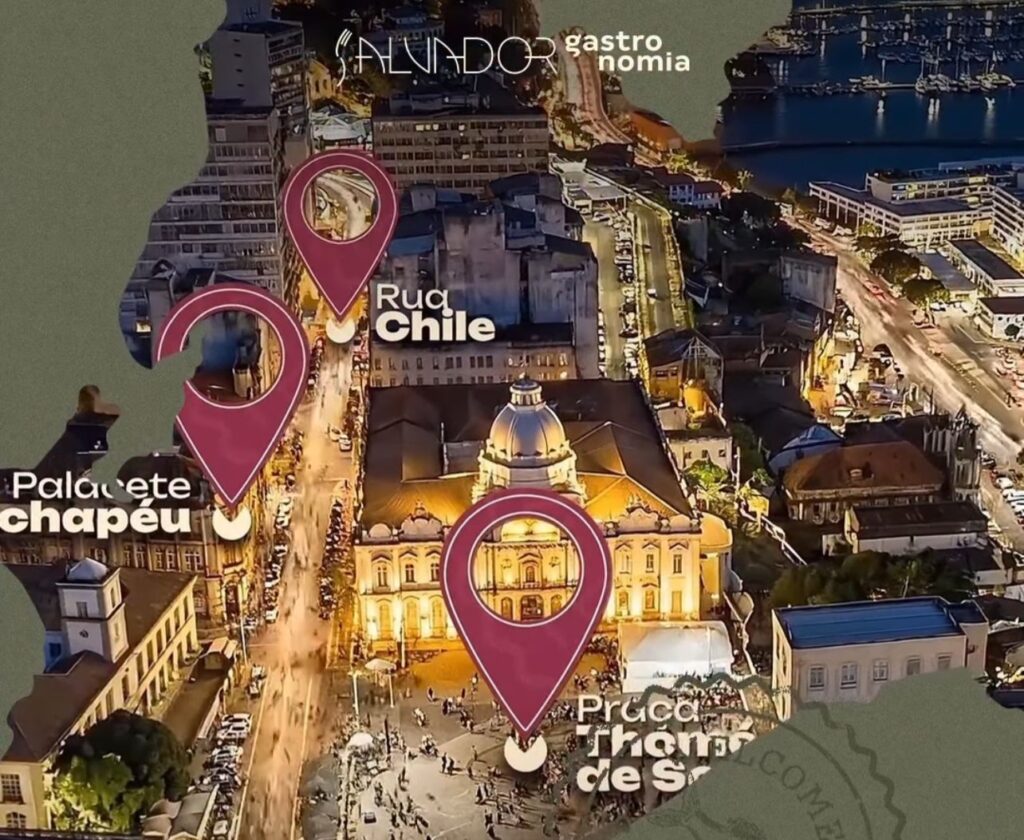 O festival Salvador Gastronomia ocupa a Praça Tomé de Souza, a Rua Chile e o entorno do Palacete Tirachapéu.