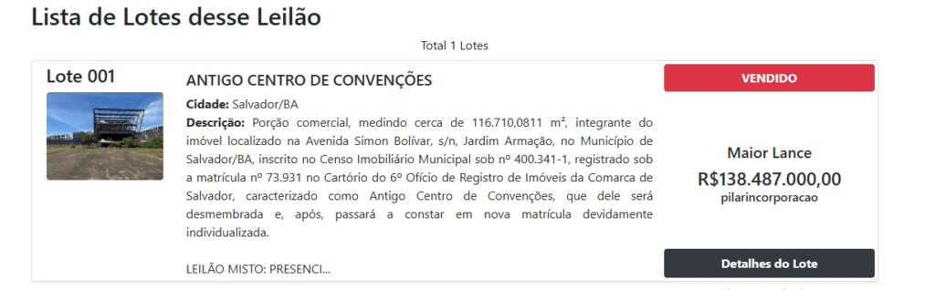 Antigo Centro de Convenções da Bahia é leiloado por R$ 138,4 milhões 2 image 20