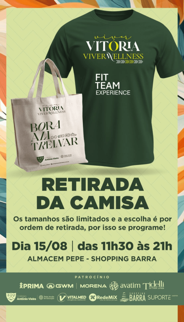 Viver Wellness inicia entrega das camisas neste sábado (15), no Almacen Pepe do Shopping Barra 2 Os preparativos para o "Viver Wellness" entram na reta final.